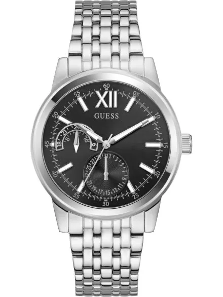 Guess Emerson zegarek męski srebrny czarna tarcza datownik GW0976G1