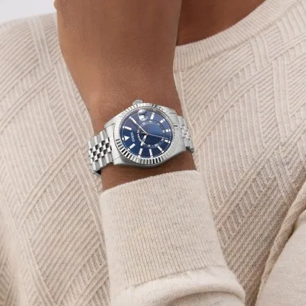 Guess Jaden zegarek męski srebrny granatowa tarcza datownik GW0977G1