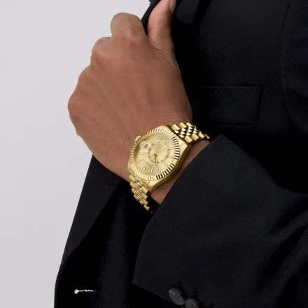 Guess Jaden zegarek męski złoty z funkcją datownika GW0977G2