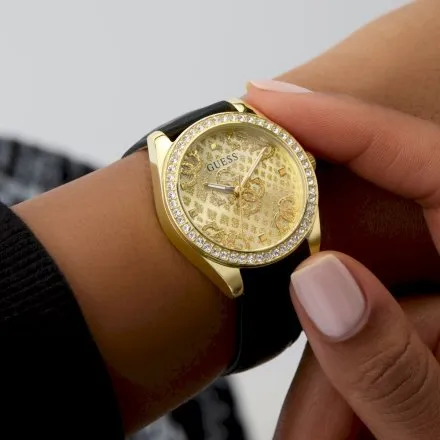 Guess Boa zegarek damski złoty z błyszczącą tarczą GW0989L2