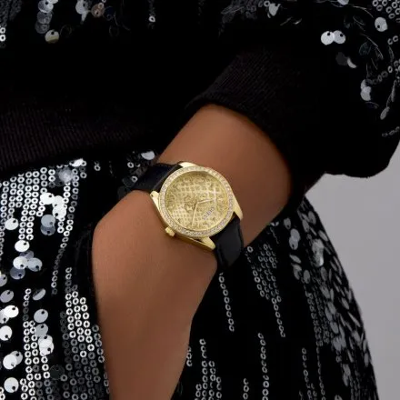 Guess Boa zegarek damski złoty z błyszczącą tarczą GW0989L2