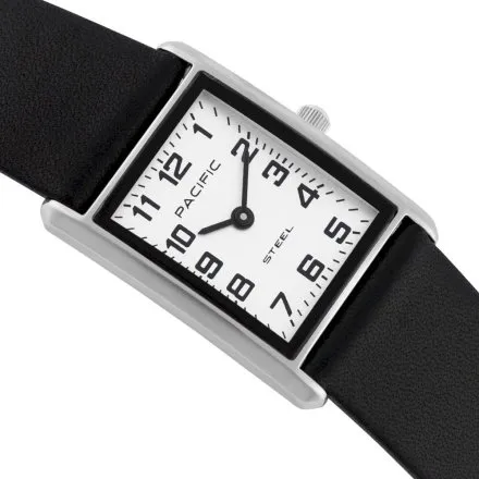 Zegarek damski srebrno-czarny Pacific SLA-1604-01A klasyczny prostokątny