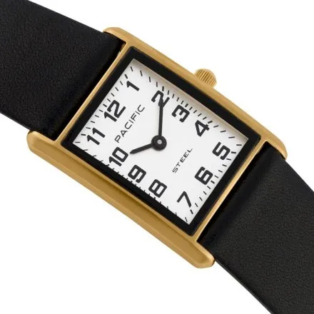 Zegarek damski złoto-czarny Pacific SLA-1604-02A klasyczny prostokątny