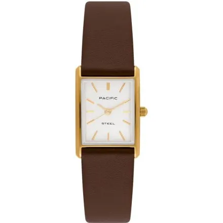 Zegarek damski złoto-brązowy Pacific SLA-1604-05A klasyczny prostokątny
