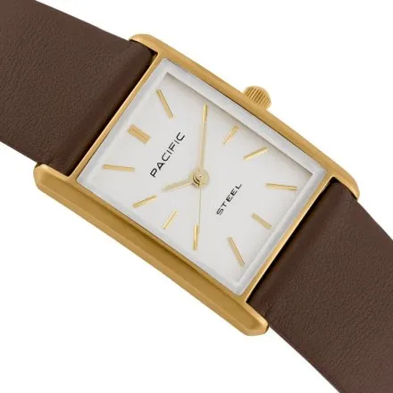 Zegarek damski złoto-brązowy Pacific SLA-1604-05A klasyczny prostokątny
