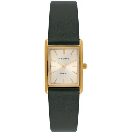 Zegarek damski złoto-zielony Pacific SLA-1604-06A klasyczny prostokątny