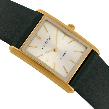 Zegarek damski złoto-zielony Pacific SLA-1604-06A klasyczny prostokątny