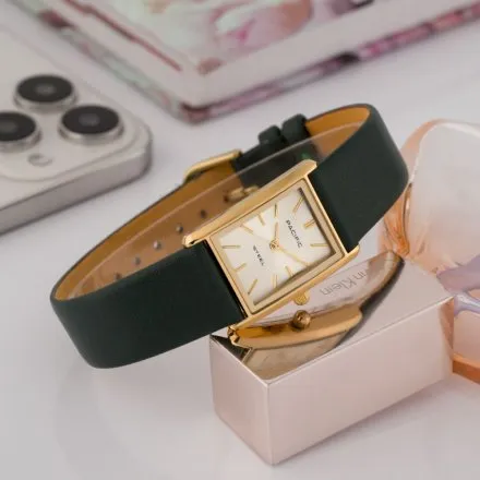 Zegarek damski złoto-zielony Pacific SLA-1604-06A klasyczny prostokątny