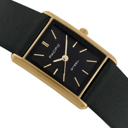 Zegarek damski złoto-czarny Pacific SLA-1604-07A klasyczny prostokątny