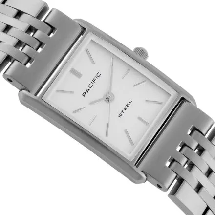 Zegarek damski srebrny Pacific SLB-1604-04 klasyczny prostokątny na bransolecie