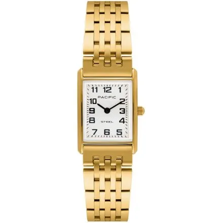 Zegarek damski złoty Pacific SLB-1604-03 klasyczny prostokątny na bransolecie