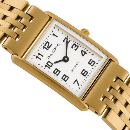 Zegarek damski złoty Pacific SLB-1604-03 klasyczny prostokątny na bransolecie