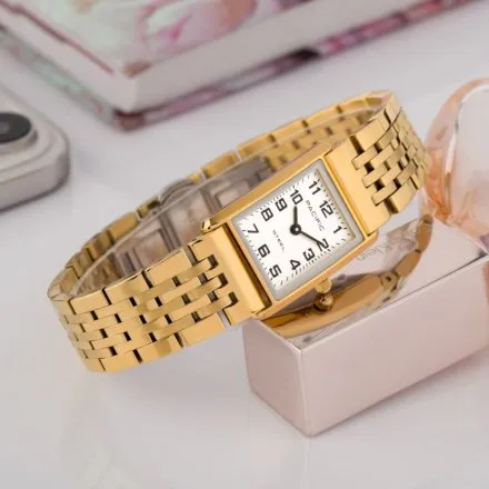 Zegarek damski złoty Pacific SLB-1604-03 klasyczny prostokątny na bransolecie