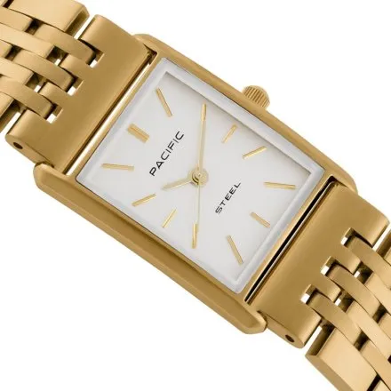 Zegarek damski złoty Pacific SLB-1604-05 klasyczny prostokątny na bransolecie