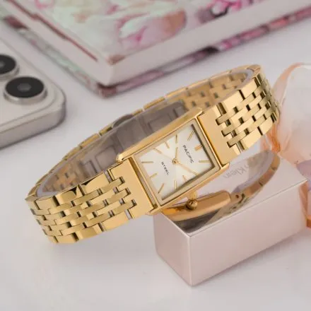 Zegarek damski złoty Pacific SLB-1604-06 klasyczny prostokątny na bransolecie