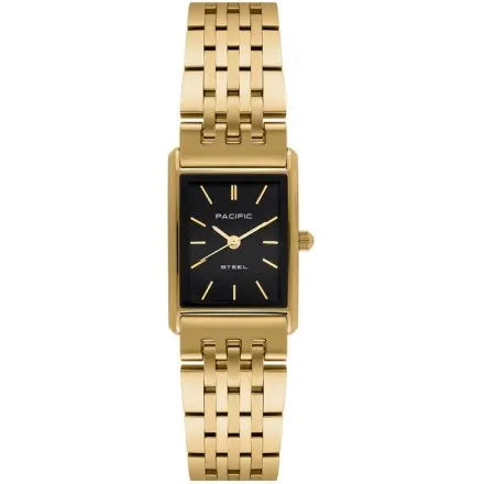 Zegarek damski złoto-czarny Pacific SLB-1604-07 klasyczny prostokątny na bransolecie