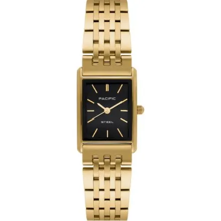 Zegarek damski złoto-czarny Pacific SLB-1604-07 klasyczny prostokątny na bransolecie