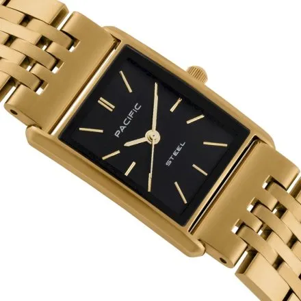 Zegarek damski złoto-czarny Pacific SLB-1604-07 klasyczny prostokątny na bransolecie