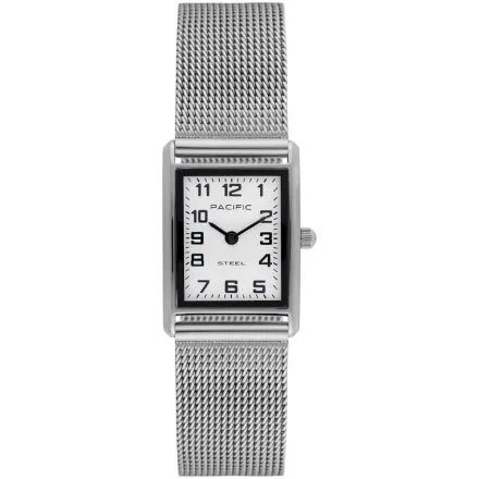 Zegarek damski srebrny Pacific SLC-1604-01 prostokątny na bransolecie mesh