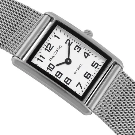 Zegarek damski srebrny Pacific SLC-1604-01 prostokątny na bransolecie mesh