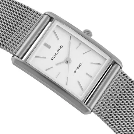 Zegarek damski srebrny Pacific SLC-1604-04 prostokątny na bransolecie mesh