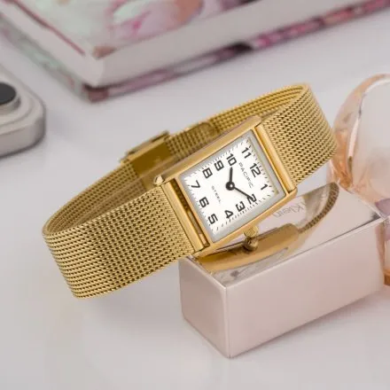 Zegarek damski złoty Pacific SLC-1604-03 prostokątny na bransolecie mesh