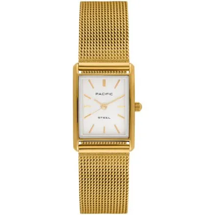 Zegarek damski złoty Pacific SLC-1604-05 prostokątny na bransolecie mesh