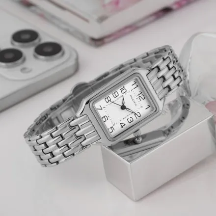 Zegarek damski srebrny Pacific SLB-1606-01 klasyczny prostokątny na bransolecie