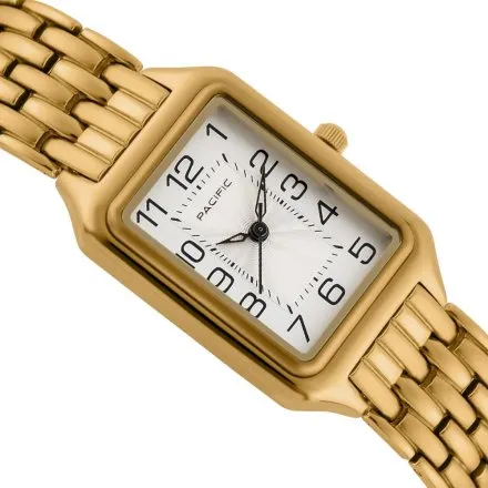 Zegarek damski złoty Pacific SLB-1606-03 klasyczny prostokątny na bransolecie
