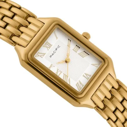 Zegarek damski złoty Pacific SLB-1606-05 klasyczny prostokątny na bransolecie