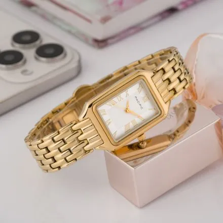 Zegarek damski złoty Pacific SLB-1606-05 klasyczny prostokątny na bransolecie