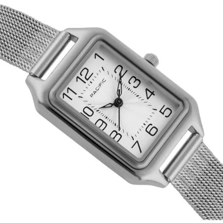 Zegarek damski srebrny Pacific SLC-1606-01 prostokątny na bransolecie mesh