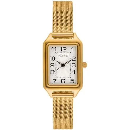 Zegarek damski złoty Pacific SLC-1606-03 prostokątny na bransolecie mesh