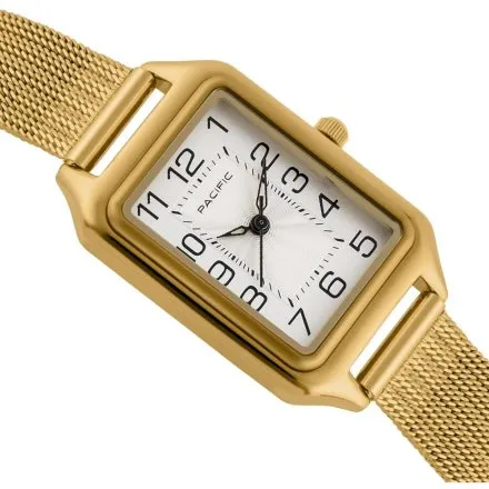 Zegarek damski złoty Pacific SLC-1606-03 prostokątny na bransolecie mesh