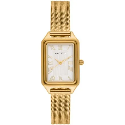 Zegarek damski złoty Pacific SLC-1606-05 prostokątny na bransolecie mesh