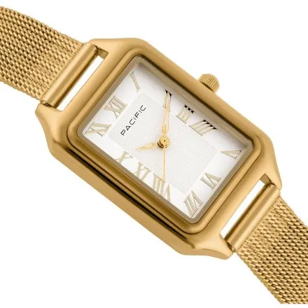 Zegarek damski złoty Pacific SLC-1606-05 prostokątny na bransolecie mesh