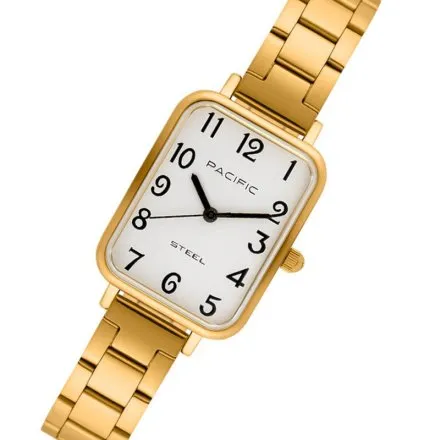 Zegarek damski złoty Pacific SLB-1602-02 prostokątny na bransolecie