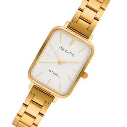 Zegarek damski złoty Pacific SLB-1602-04 prostokątny na bransolecie