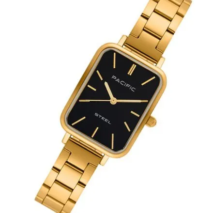Zegarek damski złoty Pacific SLB-1602-05 prostokątny na bransolecie