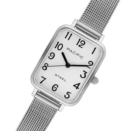 Zegarek damski srebrny Pacific SLC-1602-01 prostokątny na bransolecie mesh