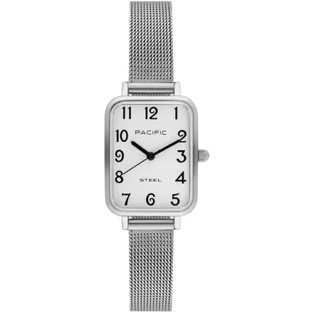 Zegarek damski srebrny Pacific SLC-1602-01 prostokątny na bransolecie mesh