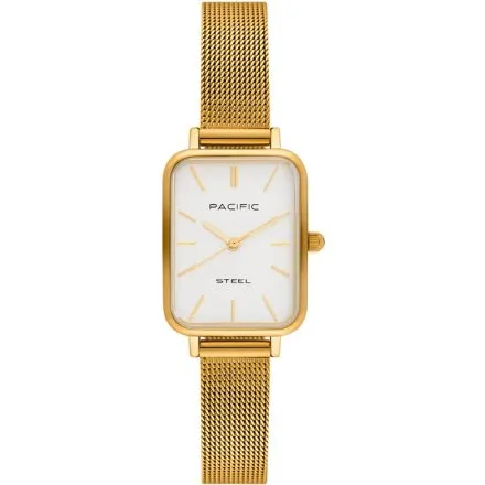 Zegarek damski złoty Pacific SLC-1602-04 prostokątny na bransolecie mesh