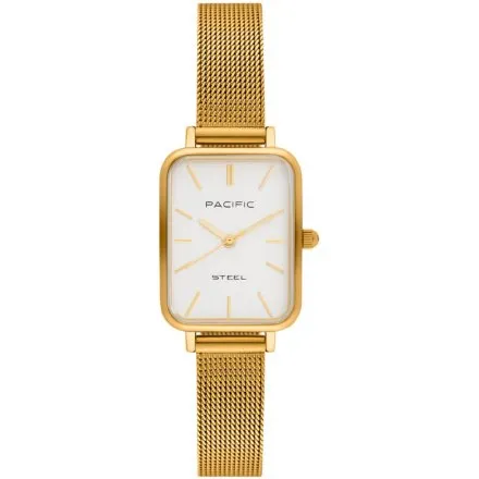 Zegarek damski złoty Pacific SLC-1602-04 prostokątny na bransolecie mesh