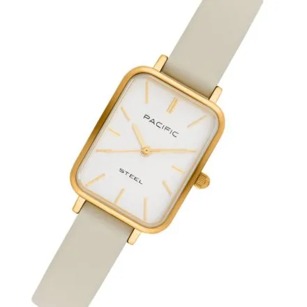 Zegarek damski złoty Pacific SLA-1602-04A prostokątny na pasku