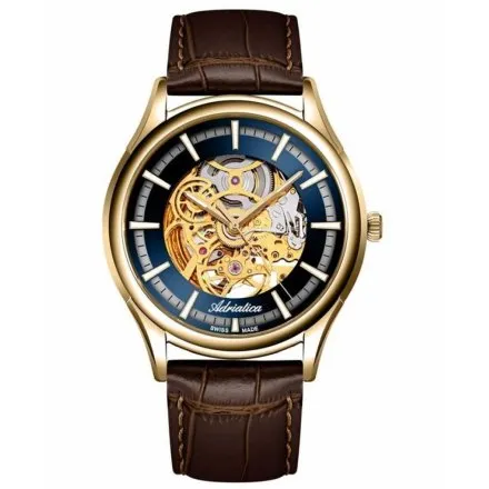 Adriatica Zegarek Męski Automatic Skeleton złoty z paskiem A2804.1B15AS