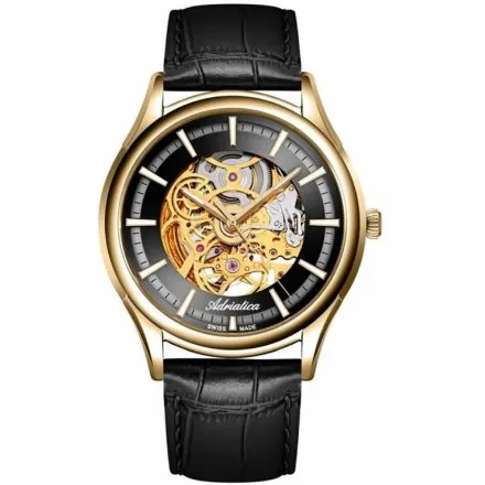 Adriatica Zegarek Męski Automatic Skeleton złoty z paskiem A2804.1B16AS