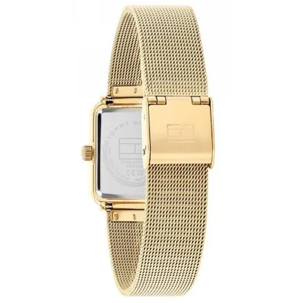 Tommy Hilfiger Tea Tank zegarek damski złoty z pierścieniem z cyrkonii 1782829