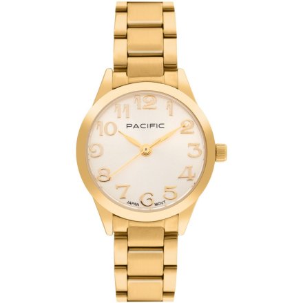 Pacific X6131-23 komplet złoty zegarek + bransoletka serce elegancki zestaw dla kobiet