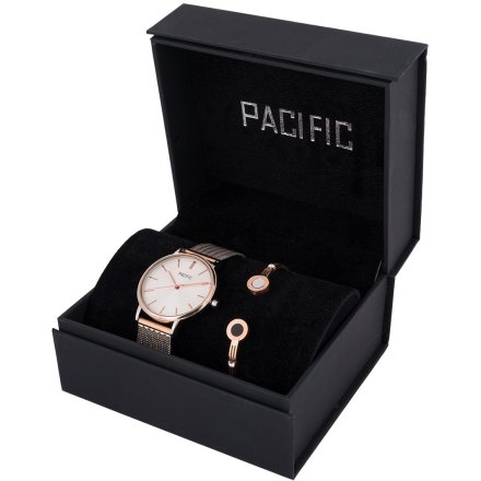 Pacific X6159-06 komplet różowozłoty zegarek + bransoletka elegancki zestaw dla kobiet