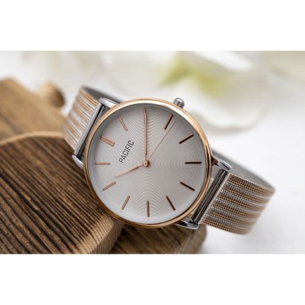 Pacific X6159-06 komplet różowozłoty zegarek + bransoletka elegancki zestaw dla kobiet